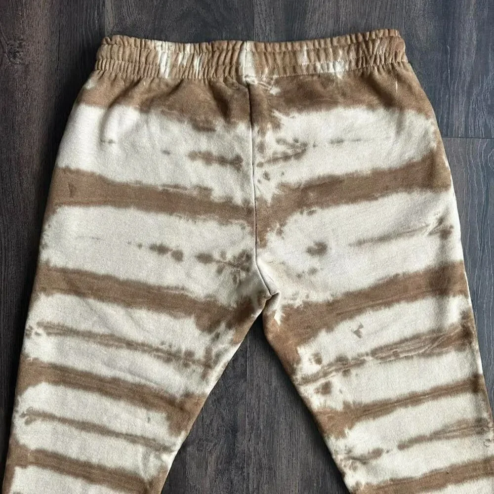 Talentless Tiger Tie Dye Premium Sweat Pants Thick Joggers Tan Cream Size Small - Picture 6 of 8